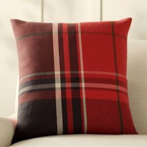 Pottery Barn 
McKinley Plaid Pillow Cover, 24", Red Multi Used once